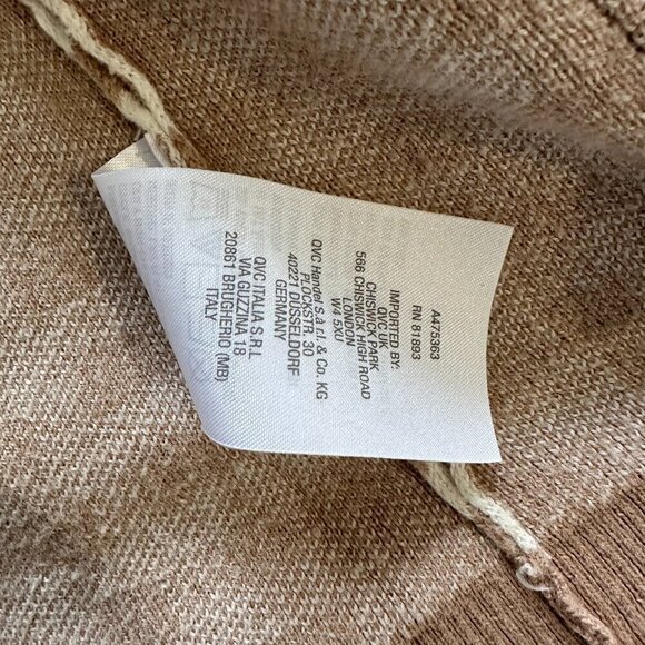 Size SIsaac Mizrahi Live! Gingham Jacquard Button Front Cardigan Cappuccino M - Picture 10 of 10